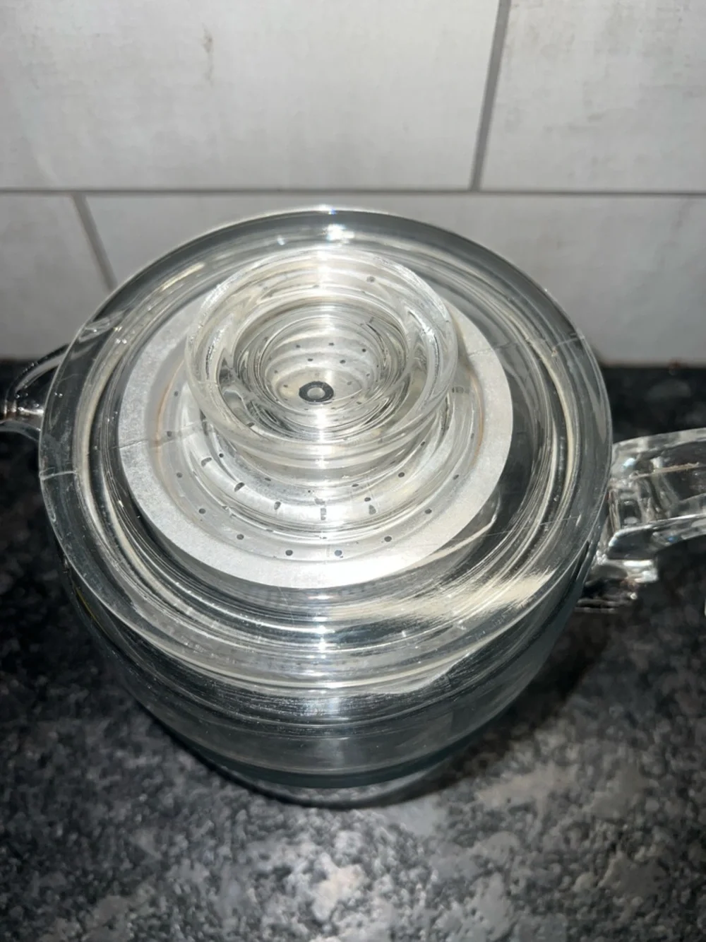 RARE Vintage PYREX FLAMEWARE 6 cup stovetop percolator. COMPLETE. No chips